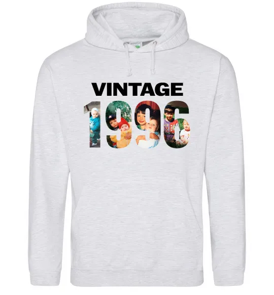 Жіноча толстовка (худі) Vintage фото з датою Сірий меланж фото