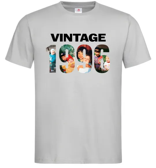 Чоловіча футболка Vintage фото з датою Сірий фото