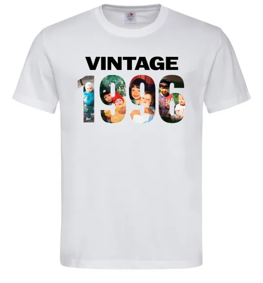 Чоловіча футболка Vintage фото з датою Білий фото