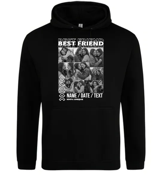 Жіноча толстовка (худі) Best friend колаж персоналізований Чорний фото