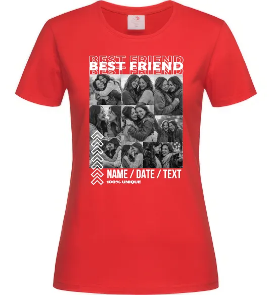 Жіноча футболка Best friend колаж персоналізований Червоний фото