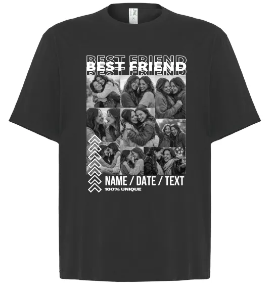 Футболка Оверсайз Best friend колаж персоналізований Чорний фото