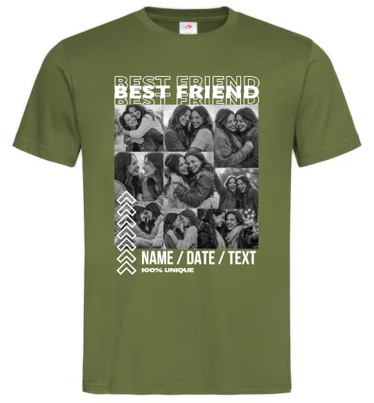 Чоловіча футболка Best friend колаж персоналізований Оливковий фото