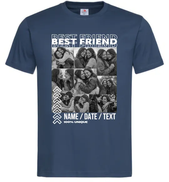 Чоловіча футболка Best friend колаж персоналізований Темно-синій фото