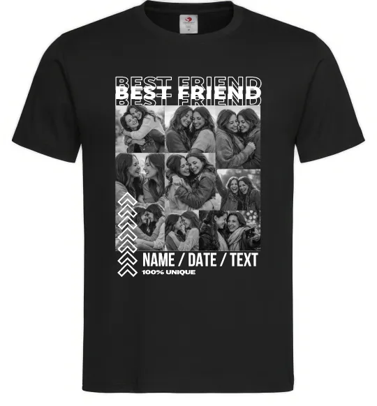 Чоловіча футболка Best friend колаж персоналізований Чорний фото