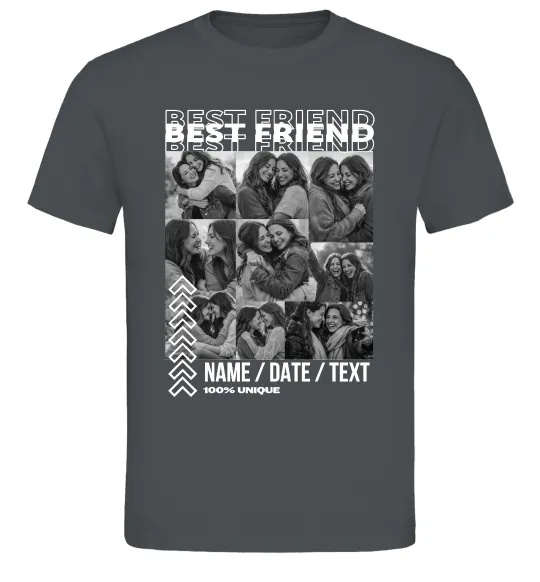 Чоловіча футболка Best friend колаж персоналізований Графіт фото