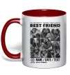 Чашка з кольоровою ручкою Best friend колаж персоналізований Червоний фото