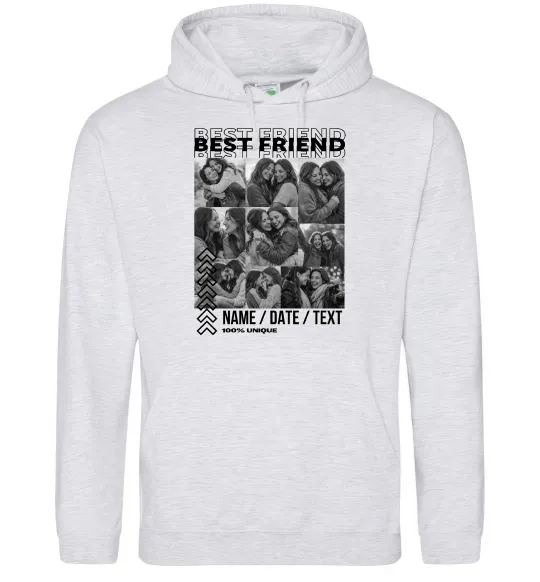 Чоловіча толстовка (худі) Best friend колаж персоналізований Сірий меланж фото