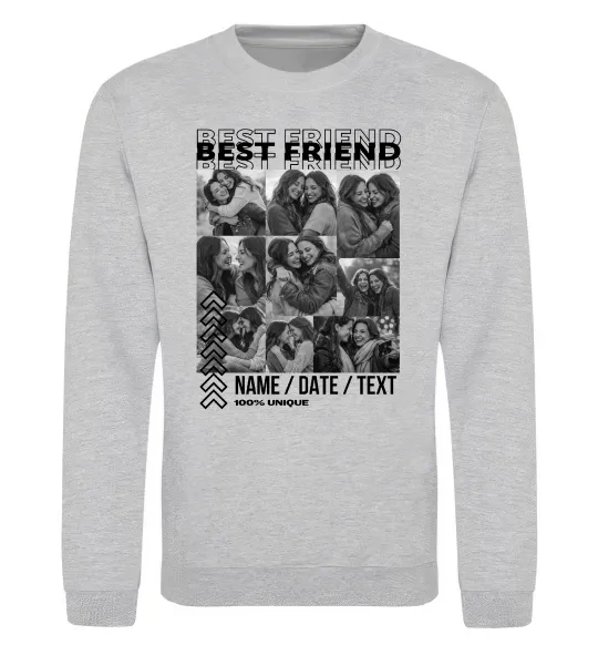 Свитшот Best friend колаж персоналізований Серый меланж фото