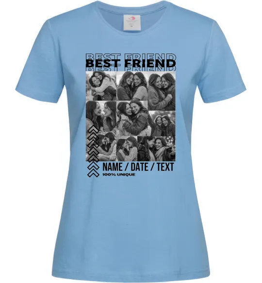 Жіноча футболка Best friend колаж персоналізований Блакитний фото