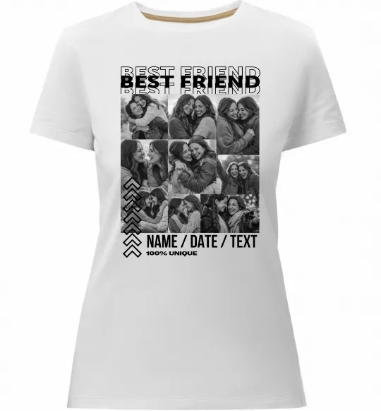 Жіноча преміум футболка Best friend колаж персоналізований Білий фото