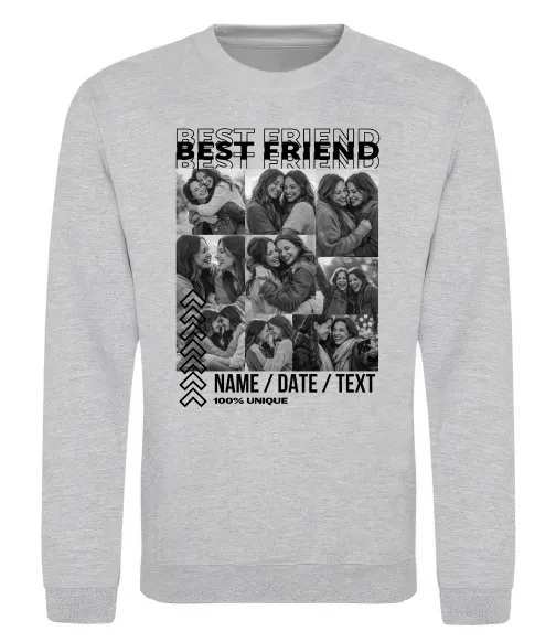 Світшот Best friend колаж персоналізований Сірий меланж фото