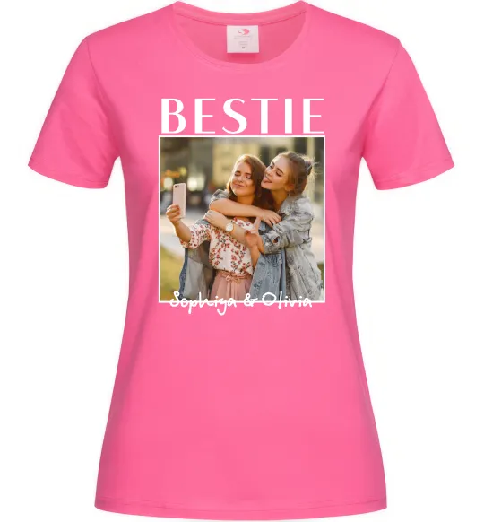 Жіноча футболка Bestie іменні Яскраво-рожевий фото