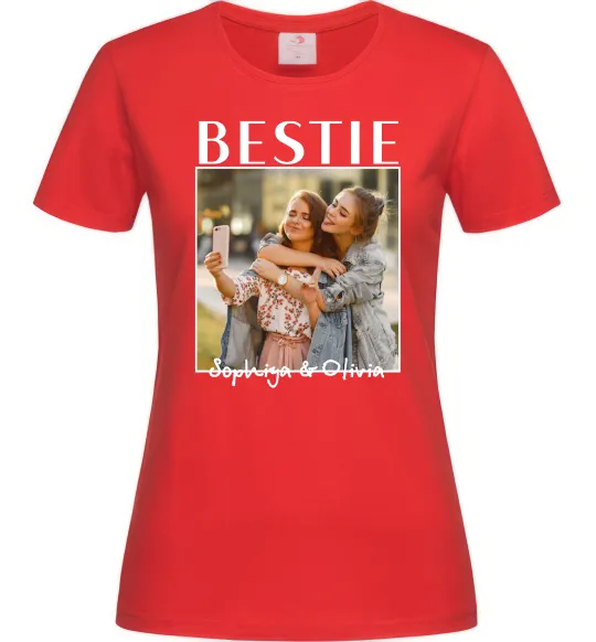 Жіноча футболка Bestie іменні Червоний фото