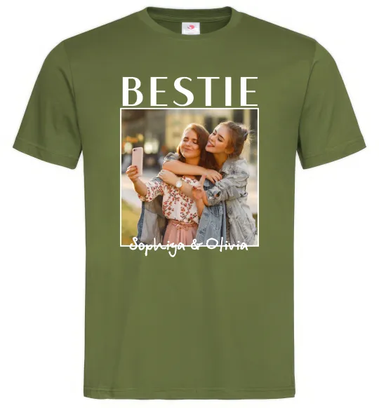 Чоловіча футболка Bestie іменні Оливковий фото