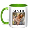 Чашка з кольоровою ручкою Bestie іменні Лаймовий фото