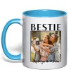Чашка з кольоровою ручкою Bestie іменні Блакитний фото