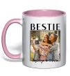 Чашка з кольоровою ручкою Bestie іменні Ніжно рожевий фото