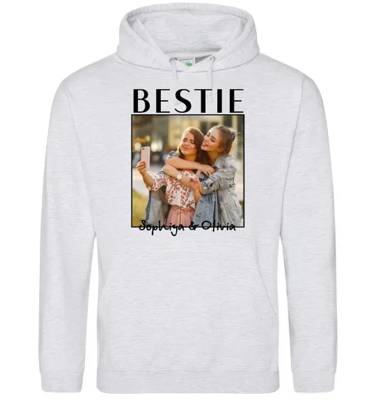 Жіноча толстовка (худі) Bestie іменні Сірий меланж фото
