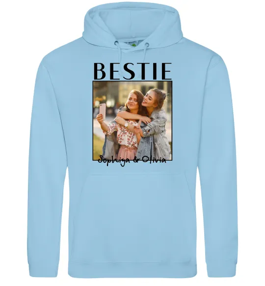 Жіноча толстовка (худі) Bestie іменні Блакитний фото