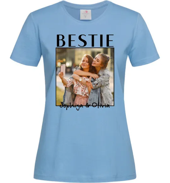 Жіноча футболка Bestie іменні Блакитний фото
