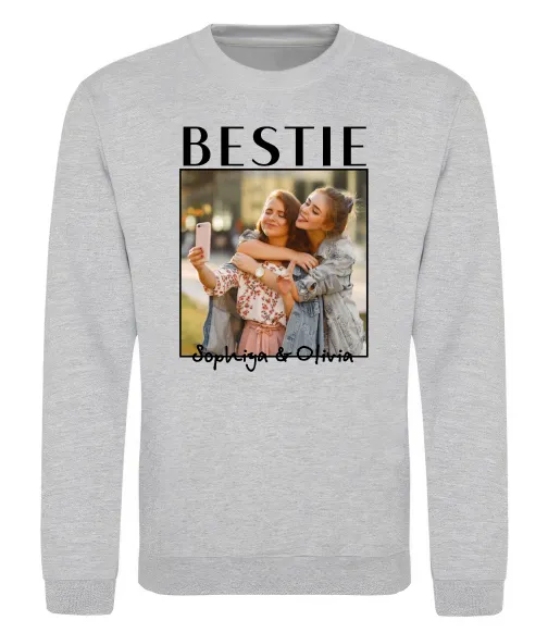 Світшот Bestie іменні Сірий меланж фото