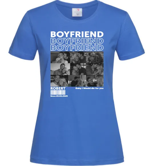 Жіноча футболка Boyfriend Яскраво-синій фото