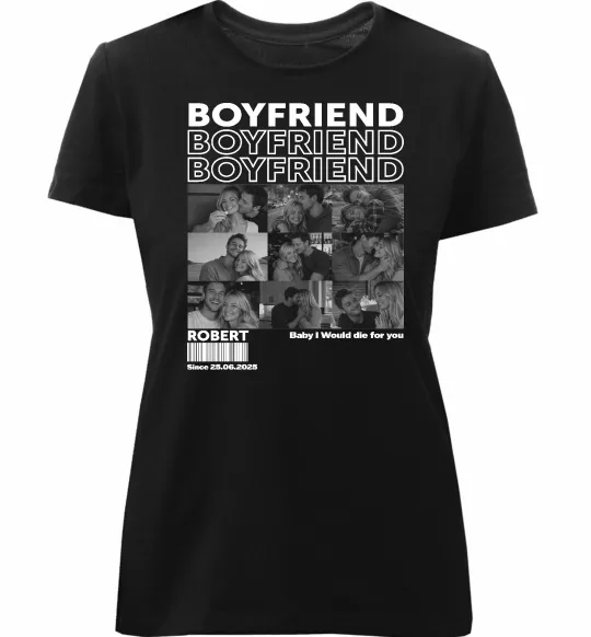 Жіноча преміум футболка Boyfriend Чорний фото