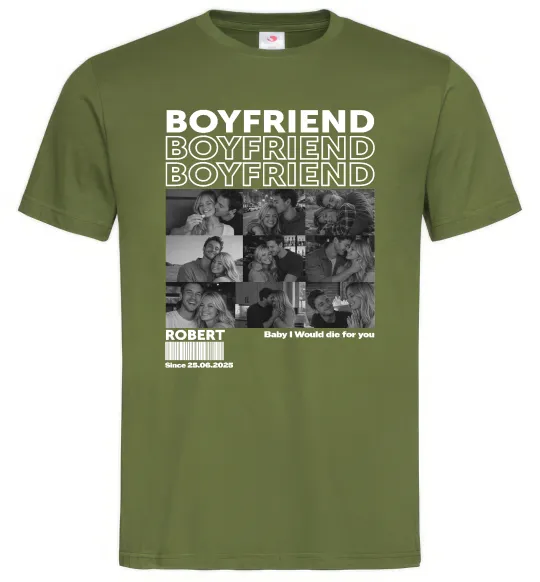 Чоловіча футболка Boyfriend Оливковий фото
