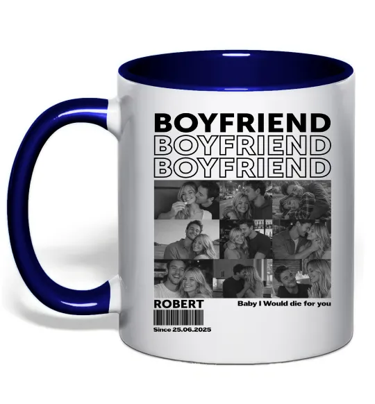 Чашка з кольоровою ручкою Boyfriend Глибокий темно-синій фото