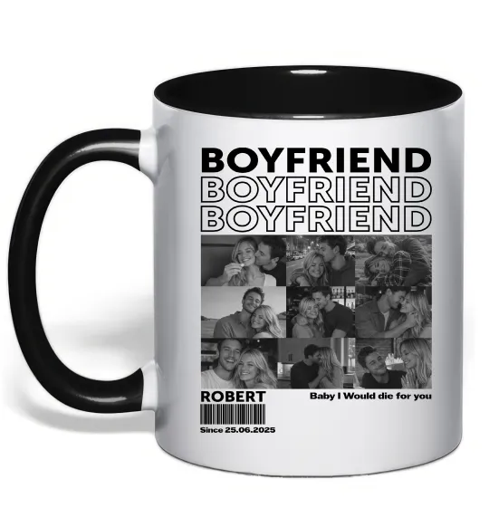 Чашка з кольоровою ручкою Boyfriend Чорний фото