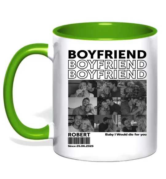 Чашка з кольоровою ручкою Boyfriend Лаймовий фото