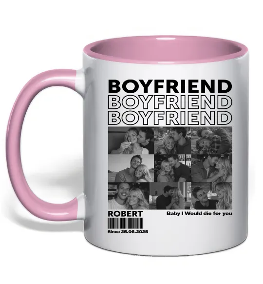 Чашка з кольоровою ручкою Boyfriend Ніжно рожевий фото