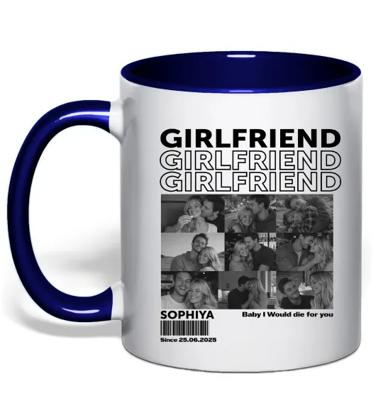 Чашка з кольоровою ручкою Girlfriend Глибокий темно-синій фото