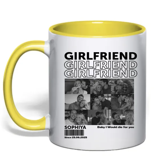 Чашка з кольоровою ручкою Girlfriend Лимонний фото