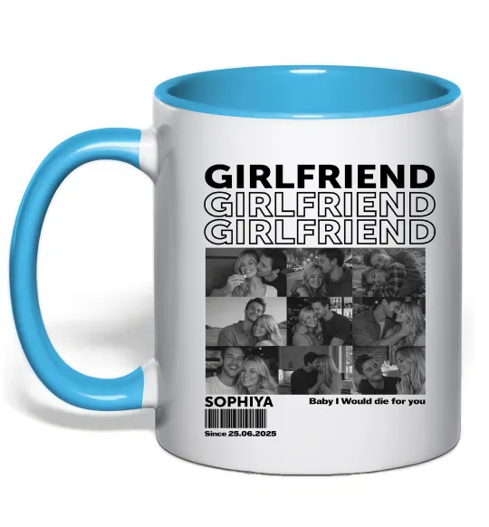 Чашка з кольоровою ручкою Girlfriend Блакитний фото