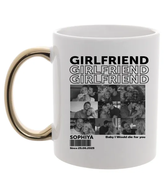 Чашка з кольоровою ручкою Girlfriend Золото фото