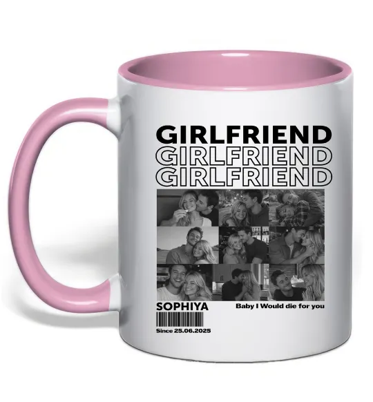 Чашка з кольоровою ручкою Girlfriend Ніжно рожевий фото