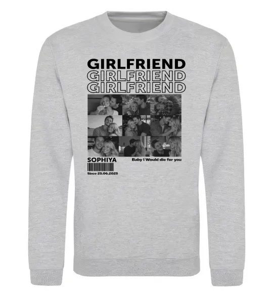 Свитшот Girlfriend Серый меланж фото