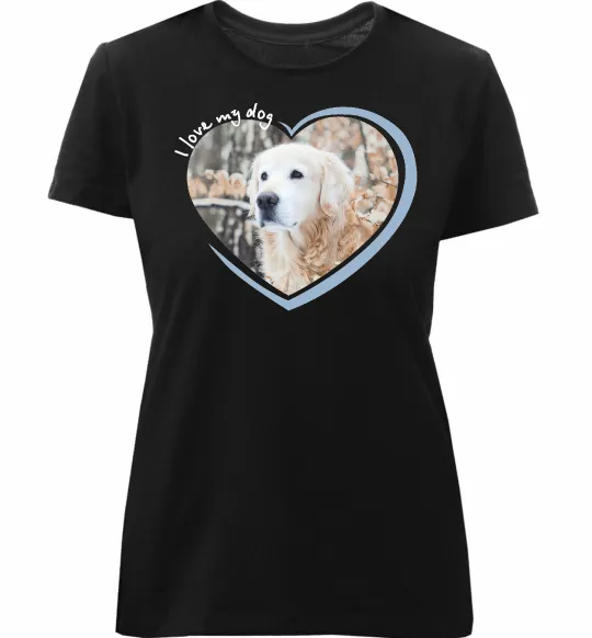 Жіноча преміум футболка I love my dog Чорний фото