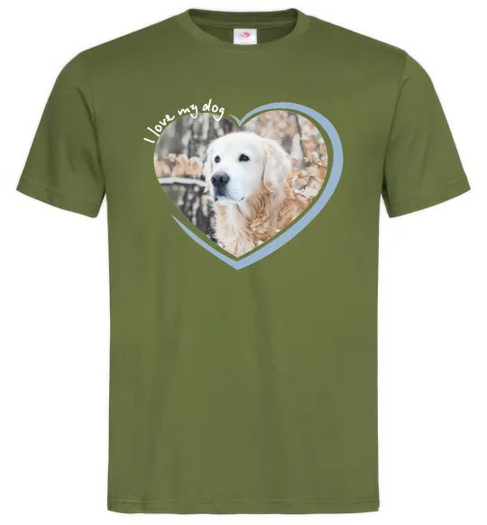 Чоловіча футболка I love my dog Оливковий фото