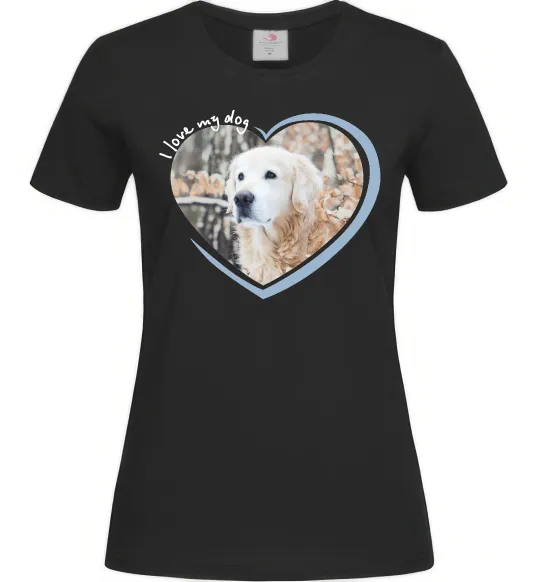 Жіноча футболка I love my dog Чорний фото