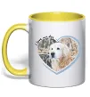 Чашка з кольоровою ручкою I love my dog Лимонний фото