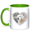 Чашка з кольоровою ручкою I love my dog Лаймовий фото