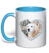 Чашка з кольоровою ручкою I love my dog Блакитний фото