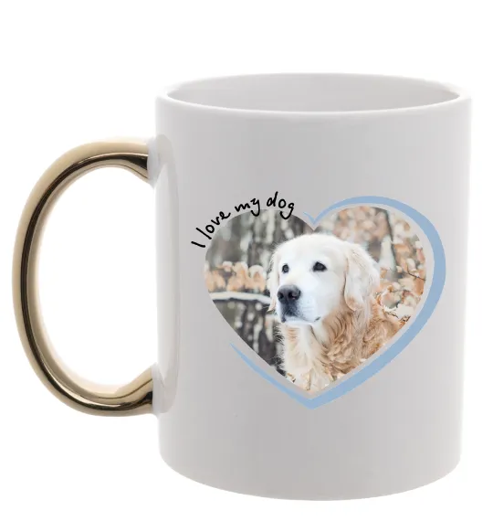 Чашка з кольоровою ручкою I love my dog Золото фото