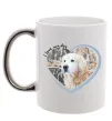 Чашка з кольоровою ручкою I love my dog Срібло фото