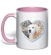 Чашка з кольоровою ручкою I love my dog Ніжно рожевий фото