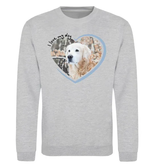 Світшот I love my dog Сірий меланж фото