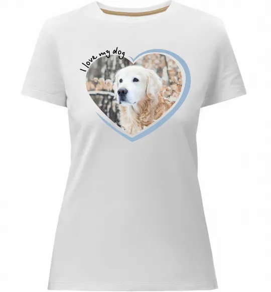 Жіноча преміум футболка I love my dog Білий фото